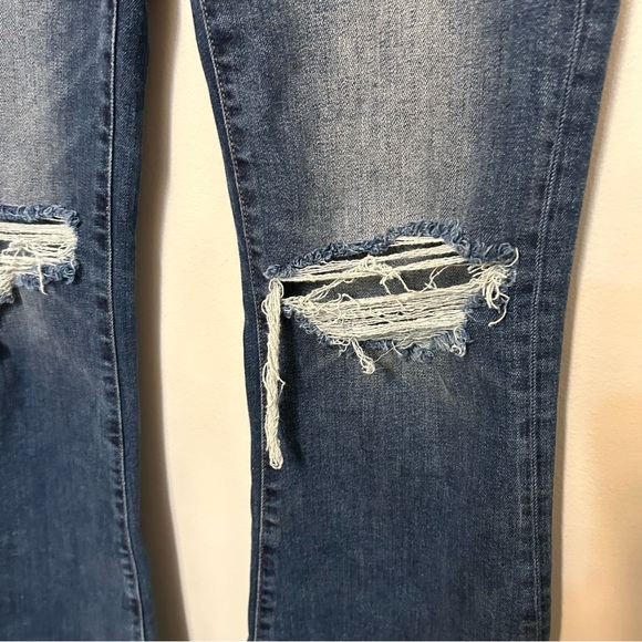 American Eagle Highest Rise Flare Jeans Womens 8 Stretch Distressed Medium Wash - Picture 11 of 14
